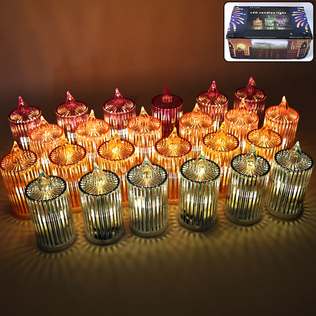 Decorative Flameless Electronic Led Candle Light Set (24 Pc)