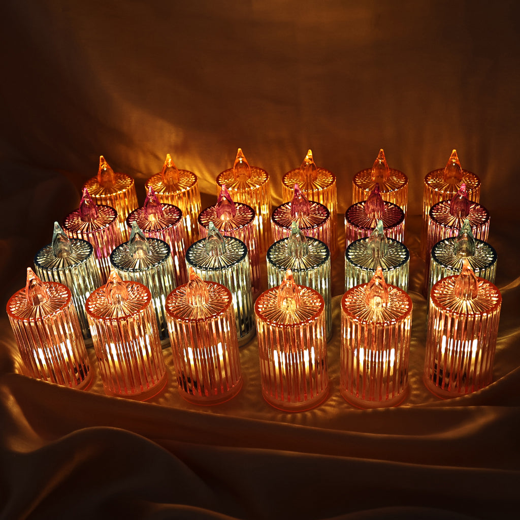 Decorative Flameless Electronic Led Candle Light Set (24 Pc)