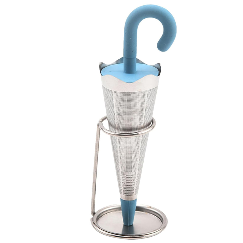 Cute Umbrella Tea Strainer Set with Tray and Holder, Reusable (1 Piece)